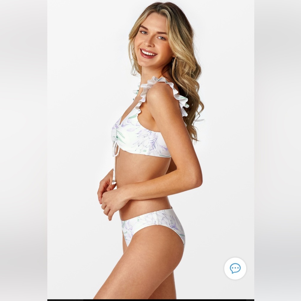 Cupshe Fresh Floral Ruffle Drawstring Tank Bikini - Picture 8 of 12